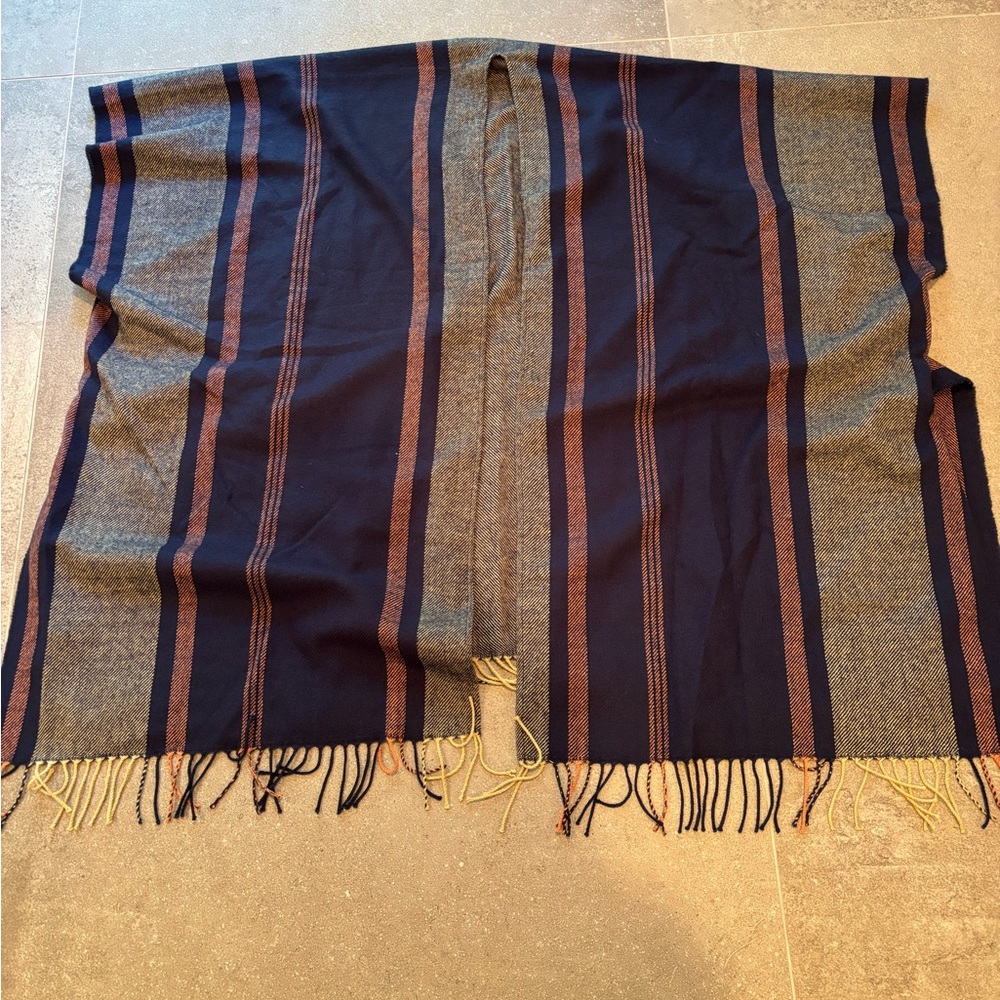 Madewell Women’s Scarf - Navy, Gray, and Brown Stripes